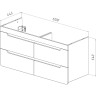 Тумба LEMARK OLIVIA 125 см под 2 раковины, подвесная, 4 ящика, корпус Дуб кантри, фасад белый глянец LM08OL125T